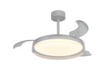 Glass Fan 53cm 40W LED Dimmable Ceiling Light With Built-In 30W DC Fan, 3000-5000K Remote Control, 6400lm, White/Clear, 5yrs Wty