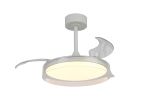Glass Fan 44cm 36W LED Dimmable Ceiling Light With Built-In 25W DC Fan, 3000-5000K Remote Control, 5710lm, White/Clear, 5yrs Wty