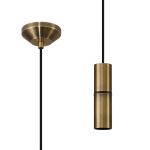 Albor 10cm 1.5m 1 Light Pendant, 1 x E27, Antique Brass/Black Braided Cable