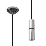 Albor 10cm 1.5m 1 Light Pendant, 1 x E27, Polished Chrome/Black Braided Cable