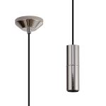 Albor 10cm 1.5m 1 Light Pendant (FRAME ONLY) Without Lampholder Cover, 1 x E27, Polished Chrome/Black Braided Cable