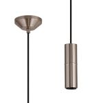Albor 10cm 1.5m 1 Light Pendant (FRAME ONLY) Without Lampholder Cover, 1 x E27, Satin Nickel/Black Braided Cable
