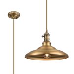 Carman 35cm 1 Light Braided Pendant, Round Tiered Metal Shade, Antique Brass/Golden Brown/Brass/Gold