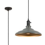 Carman 35cm 1 Light Braided Pendant, Round Tiered Metal Shade, Satin Black/Black/Polished Grey/Gold