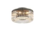 Aster 40cm Round Flush Ceiling Light, 6 x E14, Black/Clear Glass