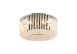Aster 40cm Round Flush Ceiling Light, 6 x E14, Black/Frosted Glass