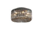 Aster 40cm Round Flush Ceiling Light, 6 x E14, Black/Smoke Glass