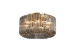 Aster 40cm Round Flush Ceiling Light, 6 x E14, Brass/Smoke Glass