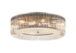 Aster 60cm Round Flush Ceiling Light, 9 x E14, Black/Clear Glass