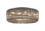 Aster 60cm Round Flush Ceiling Light, 9 x E14, Black/Smoke Glass