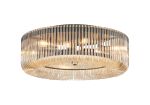 Aster 60cm Round Flush Ceiling Light, 9 x E14, Black/Smoke Brown Glass