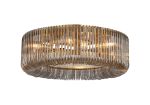 Aster 60cm Round Flush Ceiling Light, 9 x E14, Brass/Smoke Glass