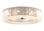 Aster 78cm Round Flush Ceiling Light, 12 x E14, Black/Frosted Glass