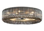 Aster 78cm Round Flush Ceiling Light, 12 x E14, Black/Smoke Glass