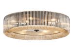 Aster 78cm Round Flush Ceiling Light, 12 x E14, Black/Smoke Brown Glass