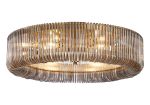 Aster 78cm Round Flush Ceiling Light, 12 x E14, Brass/Smoke Glass