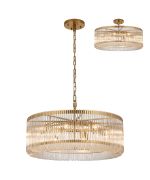 Aster 78cm Round Pendant/Semi Ceiling, 12 x E14, Brass/Clear Glass, Item Weight: 16kg