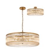 Aster 1m Round Pendant/Semi Ceiling, 15 x E14, Brass/Clear Glass, Item Weight: 22kg