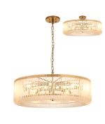 Aster 1m Round Pendant/Semi Ceiling, 15 x E14, Brass/Frosted Glass, Item Weight: 22kg