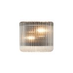 Aster 22 x 12cm Small Wall Light, 2 x E14, Black/Clear Glass
