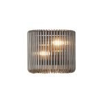 Aster 22 x 12cm Small Wall Light, 2 x E14, Black/Smoke Glass
