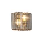 Aster 22 x 12cm Small Wall Light, 2 x E14, Brass/Smoke Glass