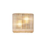 Aster 22 x 12cm Small Wall Light, 2 x E14, Brass/Smoke Brown Glass