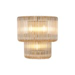 Aster 32 x 18cm Large Wall Light, 3 x E14, Brass/Smoke Brown Glass