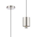 Odeyscene 12cm Pendant (FRAME ONLY), 1 x E27, Polished Nickel/Dark Grey Braided Cable