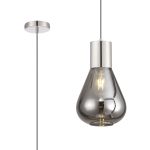 Odeyscene 23cm Pendant With Narrow Glass, 1 x E27, Polished Nickel/Smoke/Dark Grey Braided Cable