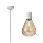 Odeyscene 23cm Pendant With Narrow Glass, 1 x E27, Satin White/Amber/Clear Twisted Cable
