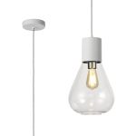 Odeyscene 23cm Pendant With Narrow Glass, 1 x E27, Satin White/Clear/Clear Twisted Cable