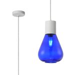 Odeyscene 23cm Pendant With Narrow Glass, 1 x E27, Satin White/Blue Ink/Clear Twisted Cable