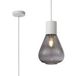 Odeyscene 23cm Pendant With Narrow Glass, 1 x E27, Satin White/Inky Black/Clear Twisted Cable