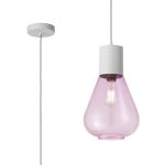Odeyscene 23cm Pendant With Narrow Glass, 1 x E27, Satin White/Lilac/Clear Twisted Cable