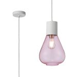 Odeyscene 23cm Pendant With Narrow Glass, 1 x E27, Satin White/Pink/Clear Twisted Cable