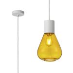 Odeyscene 23cm Pendant With Narrow Glass, 1 x E27, Satin White/Yellow/Clear Twisted Cable