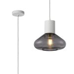 Odeyscene 31cm Pendant With Wide Glass, 1 x E27, Satin White/Inky Black/Clear Twisted Cable