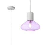 Odeyscene 31cm Pendant With Wide Glass, 1 x E27, Satin White/Lilac/Clear Twisted Cable