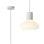 Odeyscene 31cm Pendant With Wide Glass, 1 x E27, Satin White/Opal/Clear Twisted Cable