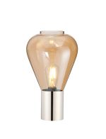 Odeyscene Table Lamp With Narrow Glass, 1 x E27, Polished Nickel/Amber/Dark Grey Braided Cable