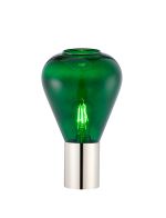 Odeyscene Table Lamp With Narrow Glass, 1 x E27, Polished Nickel/Bottle Green/Dark Grey Braided Cable