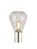 Odeyscene Table Lamp With Narrow Glass, 1 x E27, Polished Nickel/Clear/Dark Grey Braided Cable