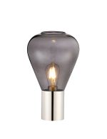Odeyscene Table Lamp With Narrow Glass, 1 x E27, Polished Nickel/Inky Black/Dark Grey Braided Cable