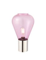 Odeyscene Table Lamp With Narrow Glass, 1 x E27, Polished Nickel/Lilac/Dark Grey Braided Cable