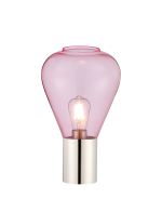 Odeyscene Table Lamp With Narrow Glass, 1 x E27, Polished Nickel/Pink/Dark Grey Braided Cable