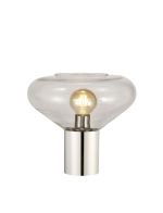 Odeyscene Table Lamp With Wide Glass, 1 x E27, Polished Nickel/Clear/Dark Grey Braided Cable