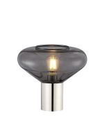 Odeyscene Table Lamp With Wide Glass, 1 x E27, Polished Nickel/Inky Black/Dark Grey Braided Cable