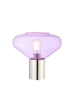 Odeyscene Table Lamp With Wide Glass, 1 x E27, Polished Nickel/Lilac/Dark Grey Braided Cable