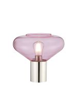 Odeyscene Table Lamp With Wide Glass, 1 x E27, Polished Nickel/Pink/Dark Grey Braided Cable